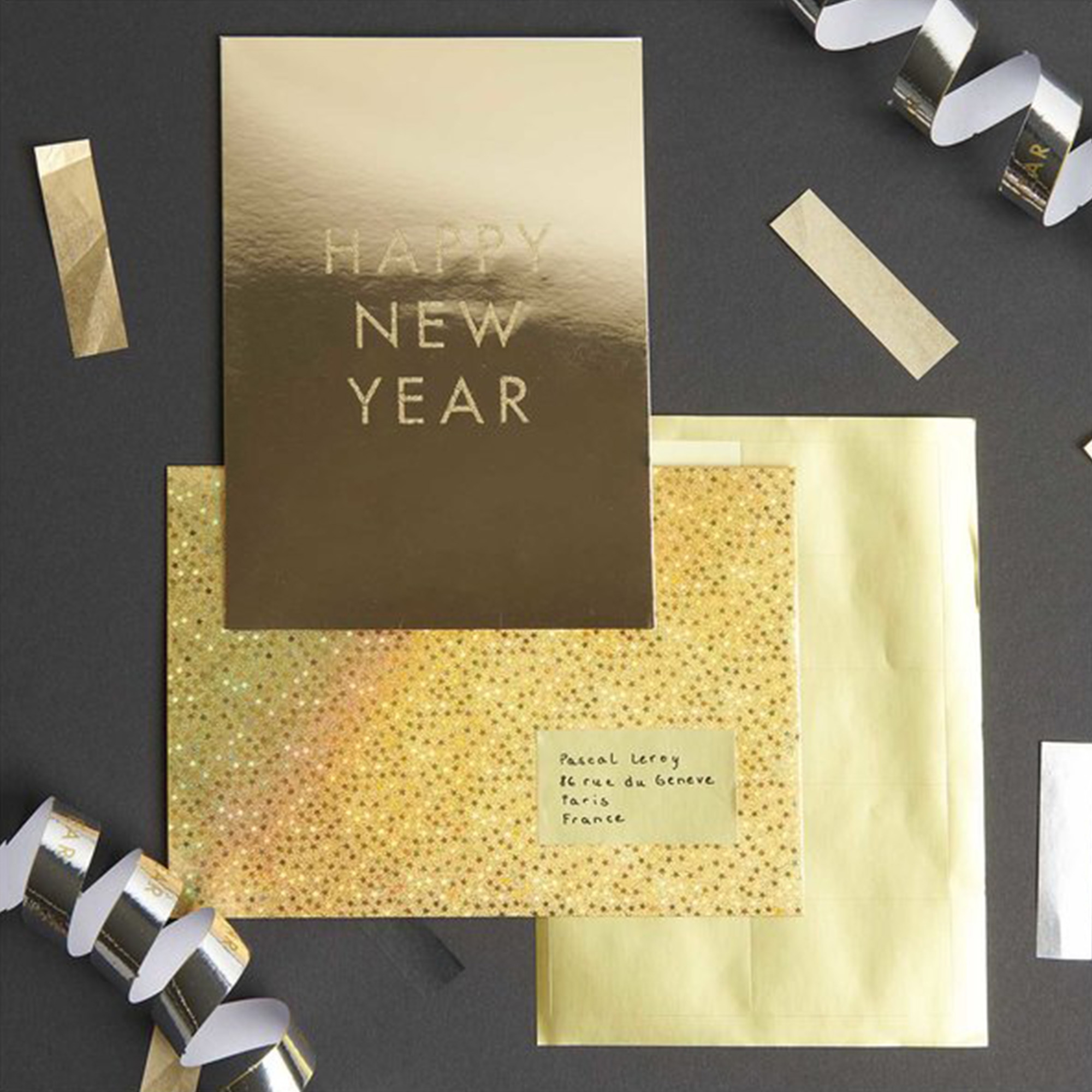 Kartenset Happy New Year, Gold