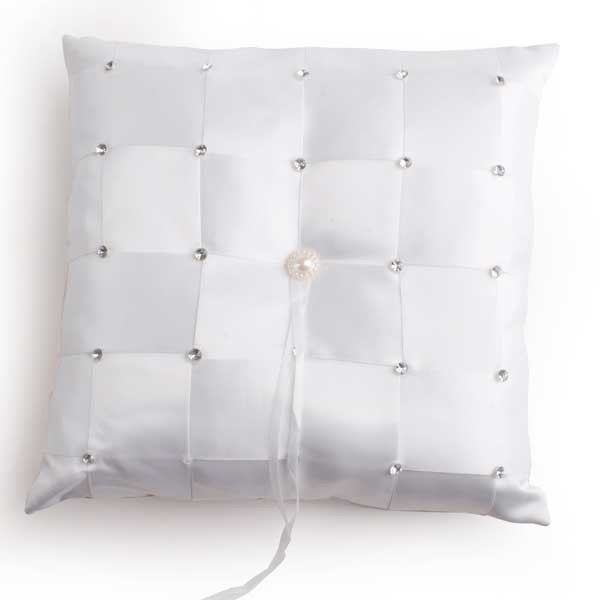 Weißes Ringkissen mit Strass Weißes Ringkissen mit Strass