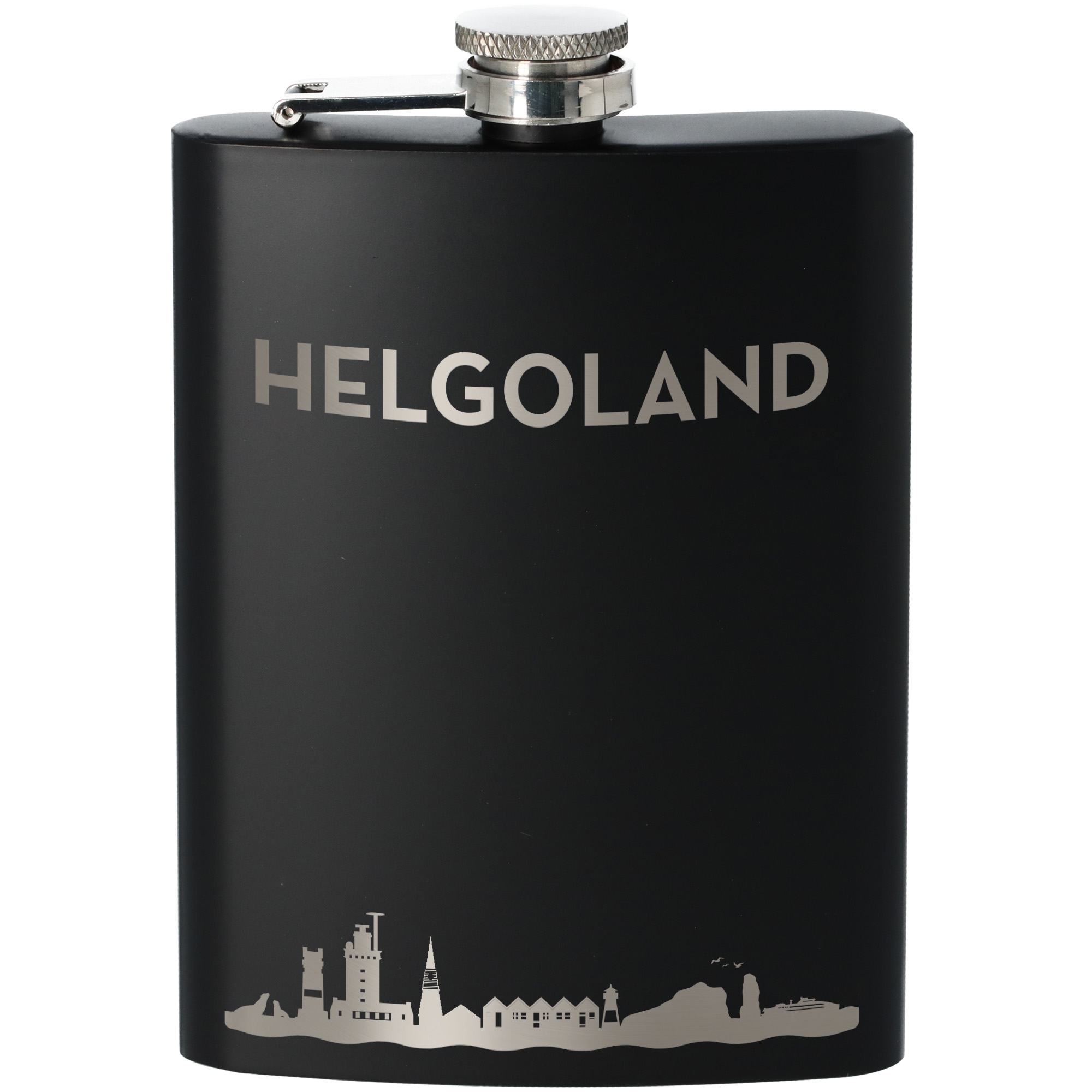 Flachmann Skyline Helgoland Schwarz 225ml Flasche, Rasierwasser