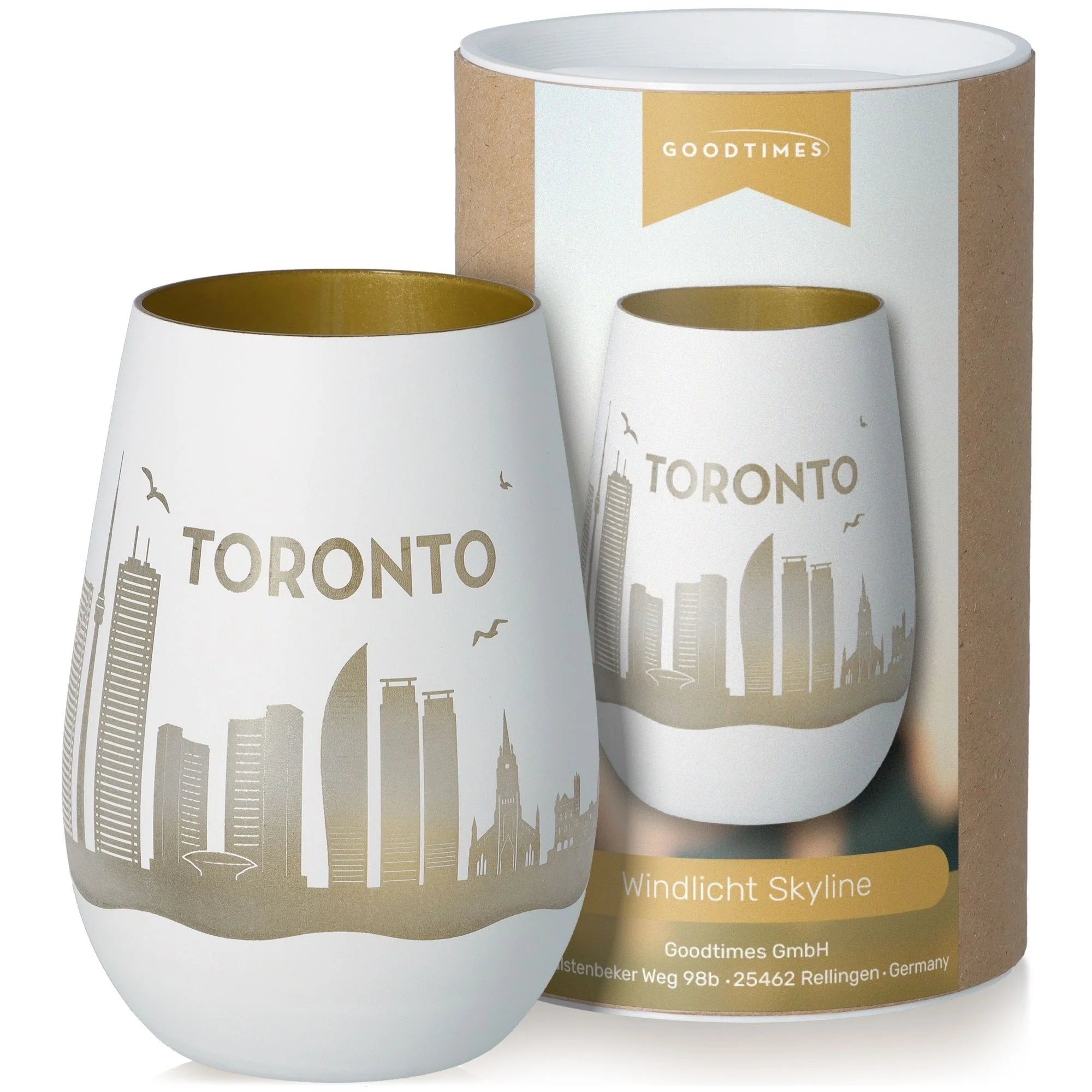 Goodtimes Windlicht Skyline Toronto Weiß/Gold
