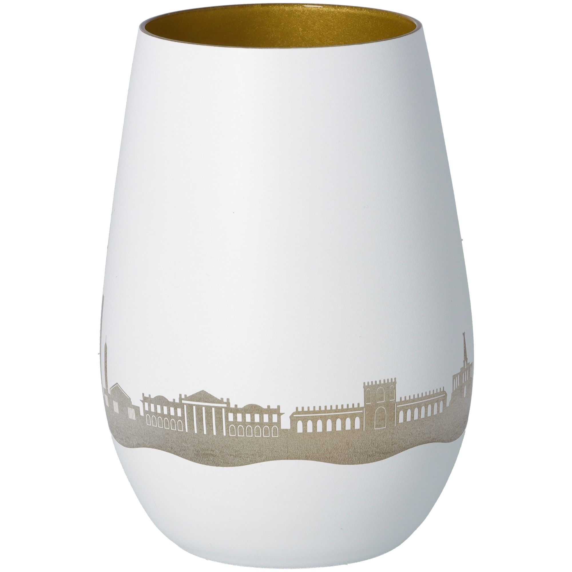 Windlicht Skyline Kassel Weiß/Gold Töpferei, Krug, Vase, Porzellan, Lampe