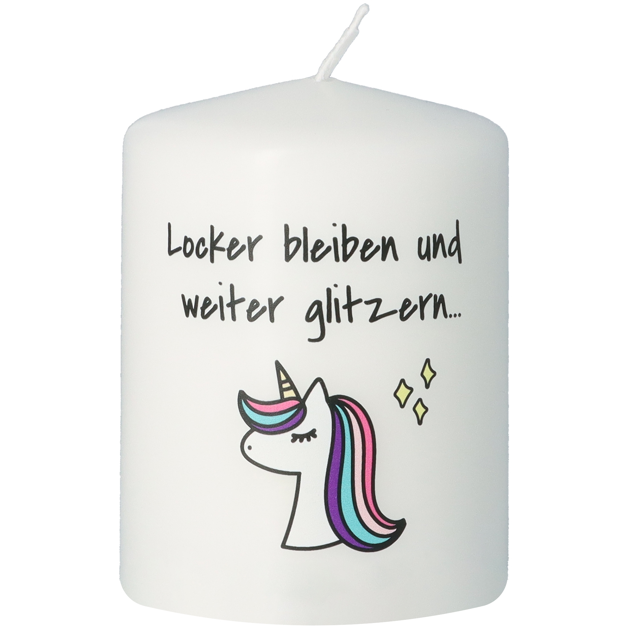 Kerze Weiß "Einhorn Glitzer" Kerze
