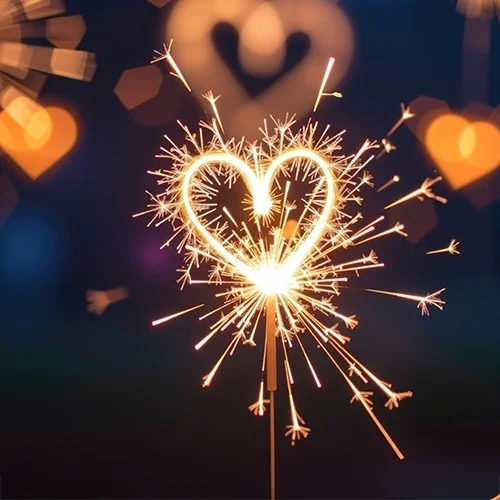 funkennder funken, herzfunken, funkenstab, sparkler, lichtzauber