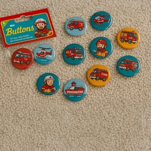 Feuerwehr, Buttons, Motiv, Spielzeug, Knopf
