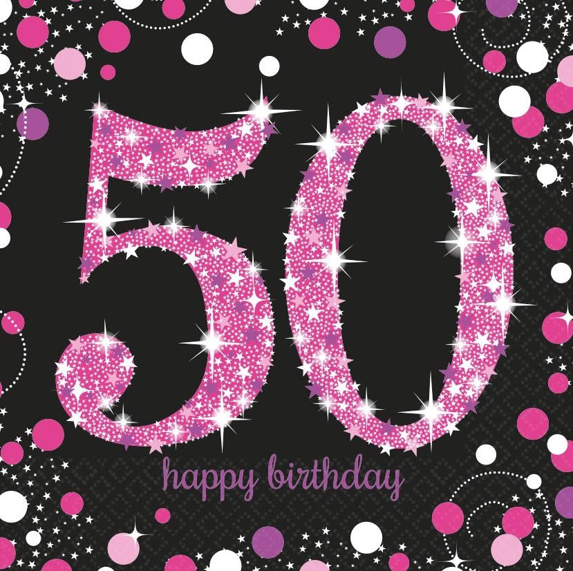 Sparkling Celebration Pink - 50. Geburtstag 16 Servietten