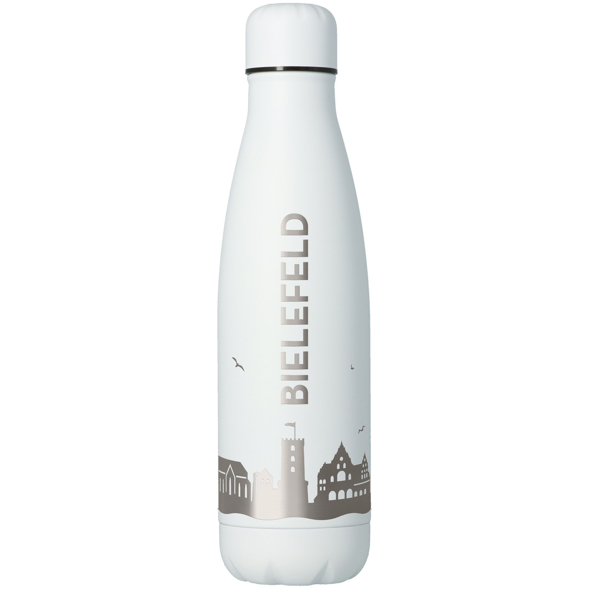 Flasche, Thermos, Trinkflasche, Stahl, Weiß