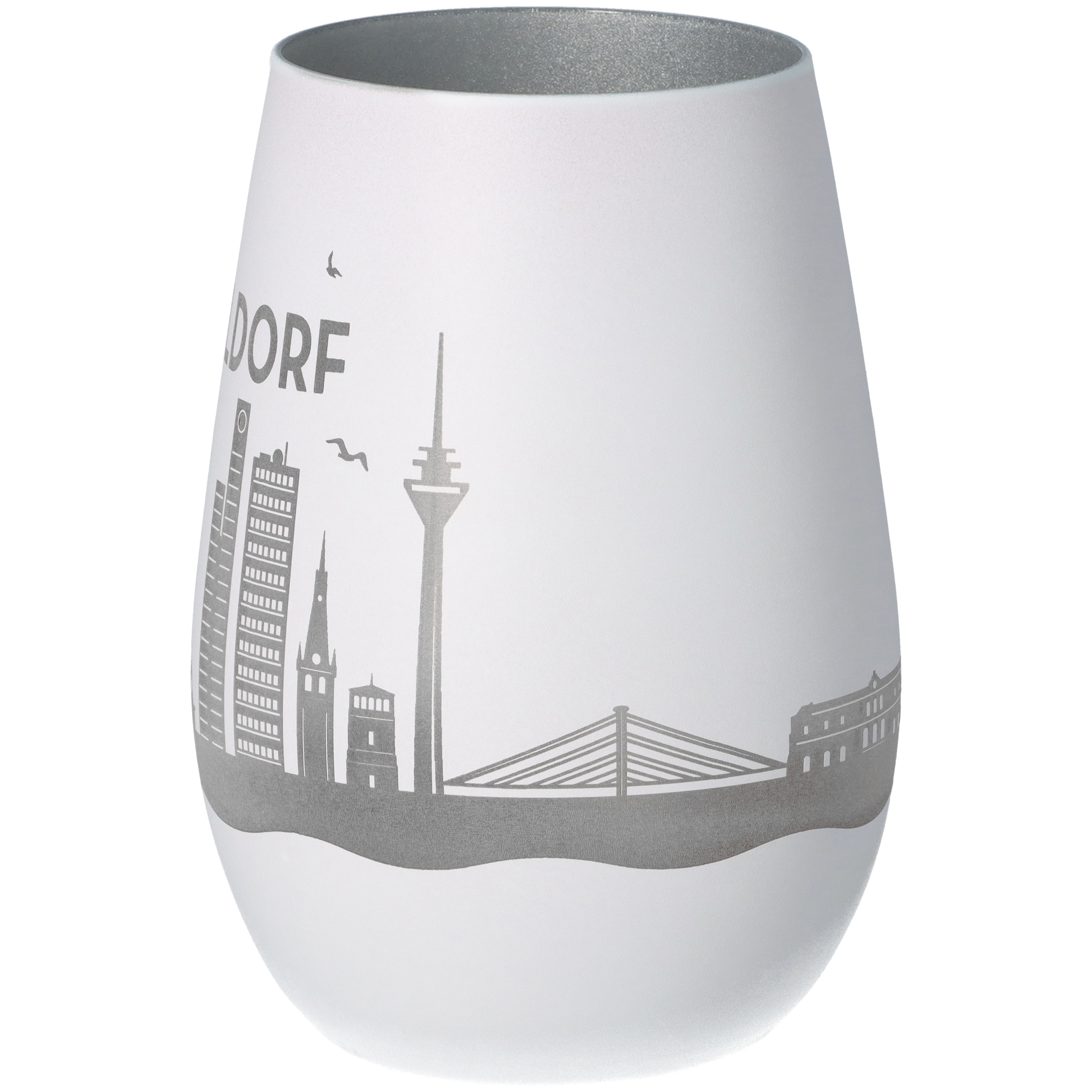 Windlicht Skyline Düsseldorf Weiß/Silber Windlicht Skyline Düsseldorf Weiß/Silber