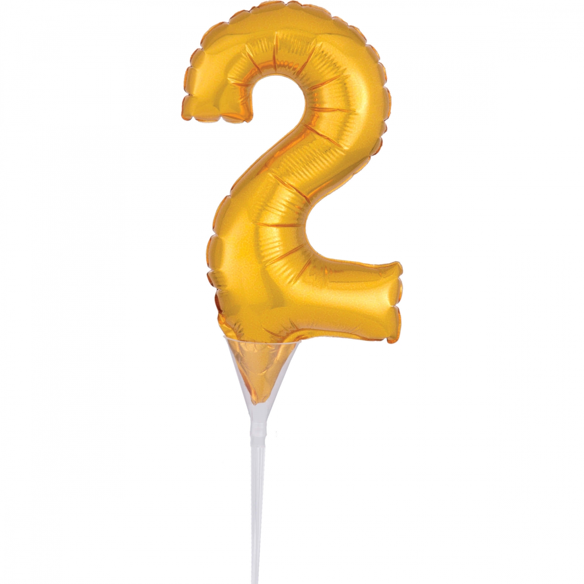 Folienballon Zahl 2 Gold ca. 15cm