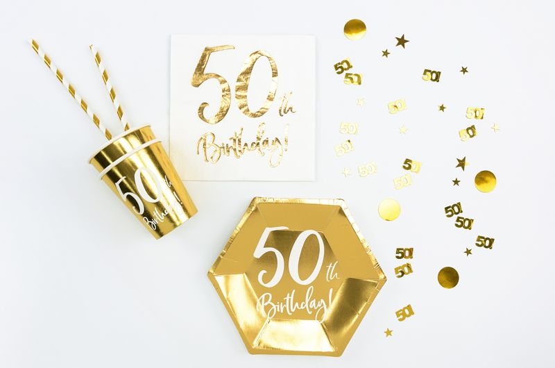 Konfetti zum 50. Geburtstag, Gold Konfetti zum 50. Geburtstag, Gold