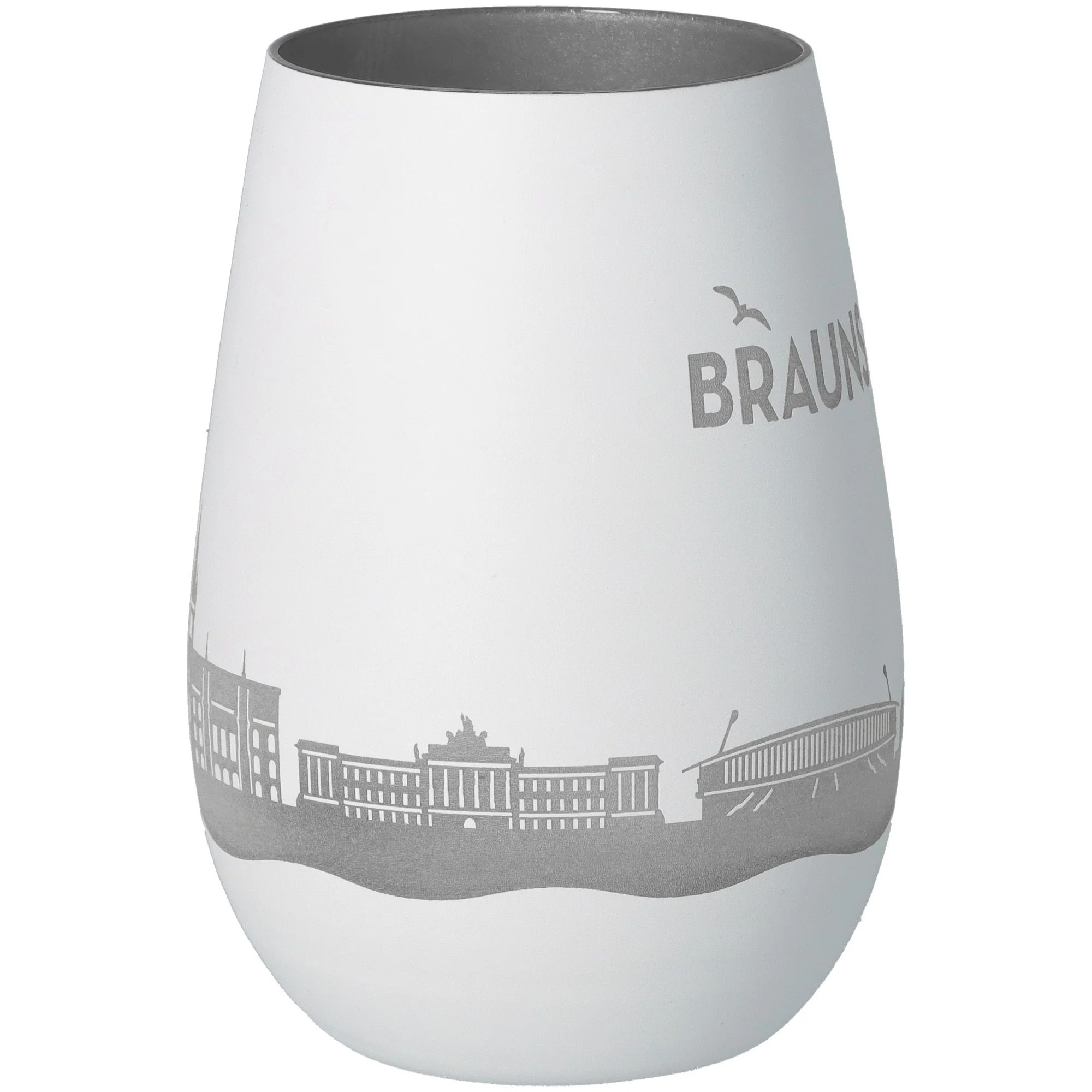 Vase, Glasvase, Weiß, Stadtmotif, Print