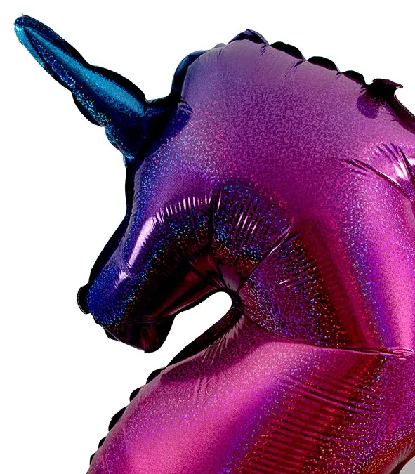 Folienballon Glitzer Regenbogen-Einhorn 137 cm