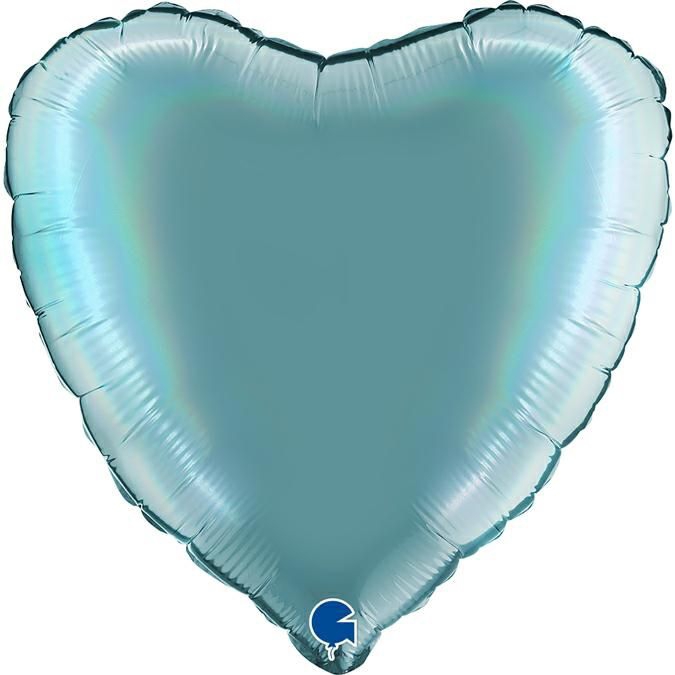 Folienballon Herz Rainbow Holo Platinum Tenerife Sea 45cm Ballon