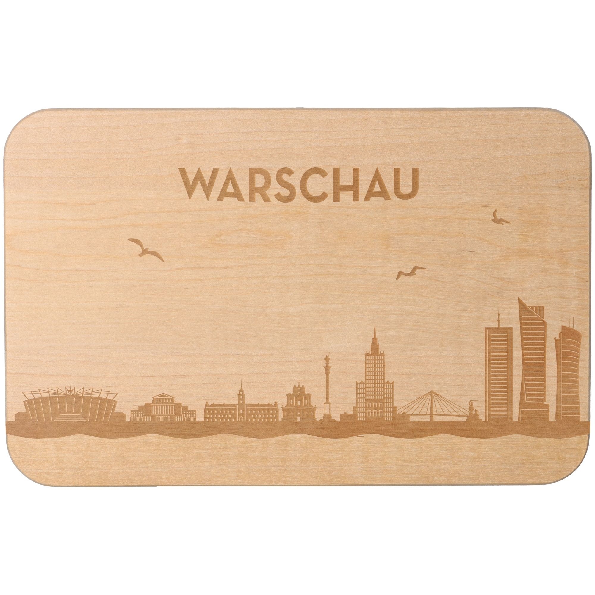 Goodtimes Frühstücksbrett Skyline Warschau 23cm x 15cm x 1cm
