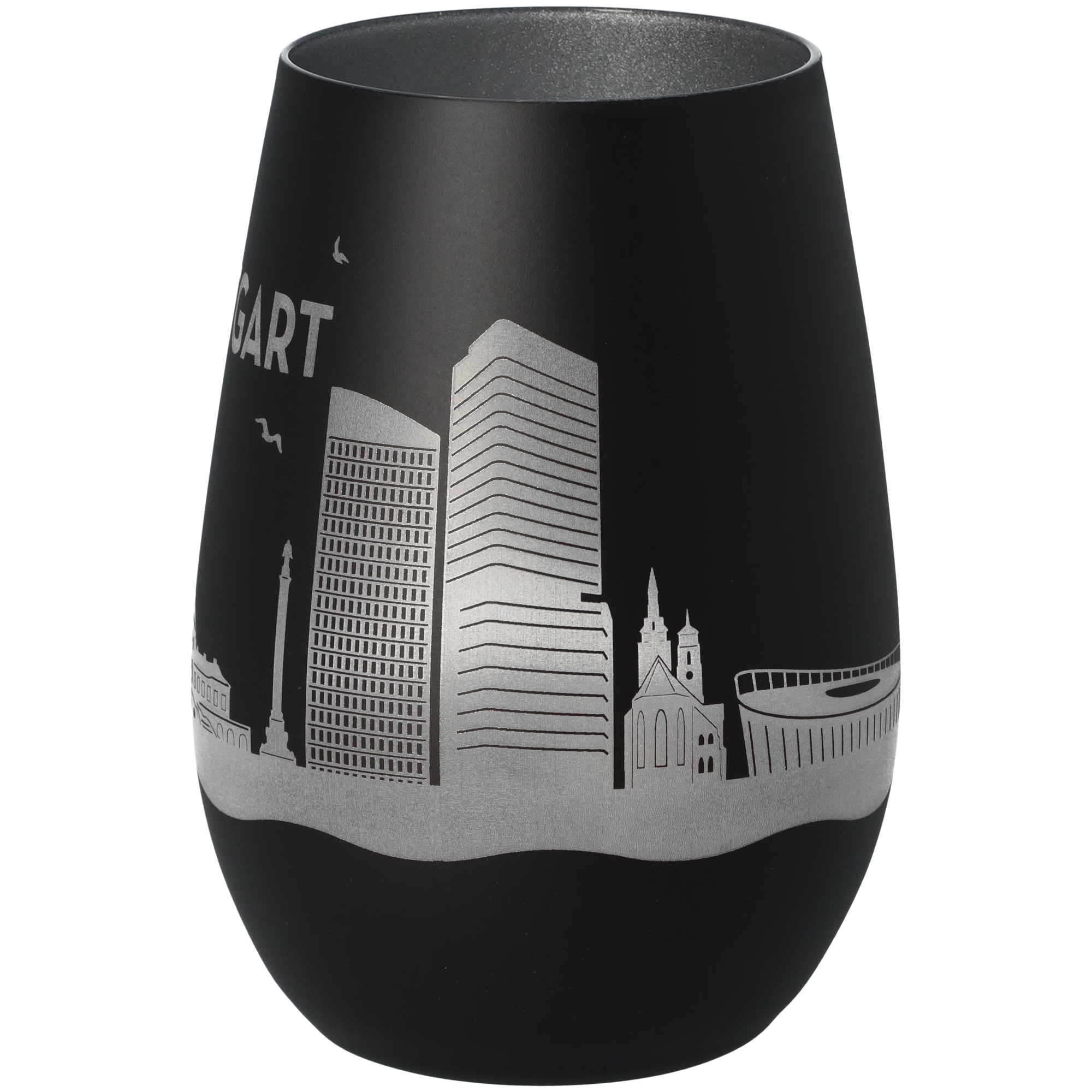 Windlicht Skyline Stuttgart Schwarz/Silber Windlicht Skyline Stuttgart Schwarz/Silber