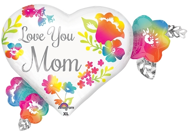 Herzballon zum Muttertag "Love You Mom" 68x50 cm Herzballon zum Muttertag "Love You Mom" 68x50 cm