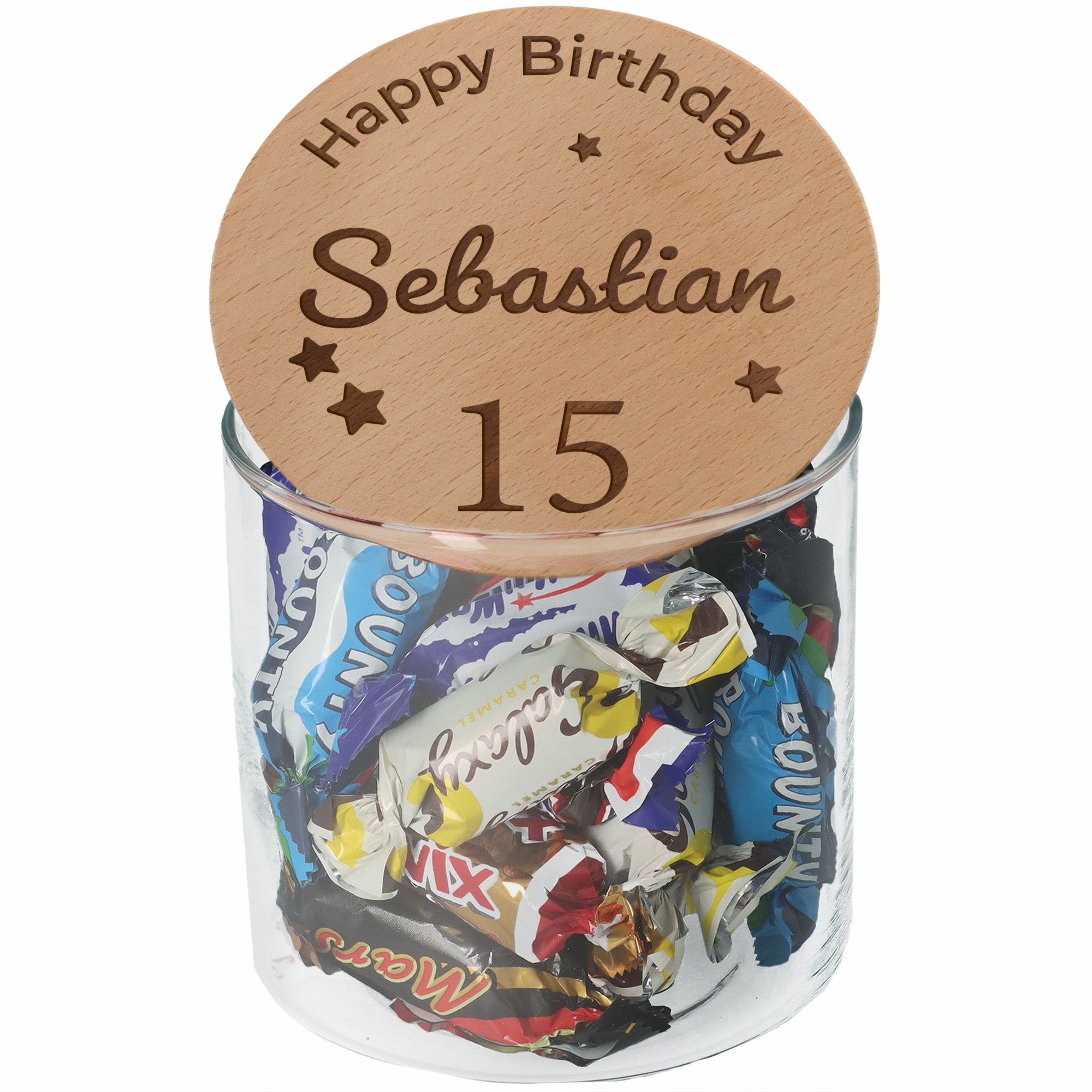 efcb5924342ce8b7b0640f09be7293f61f6d41bf Geschenkglas Happy Birthday mit Sternen