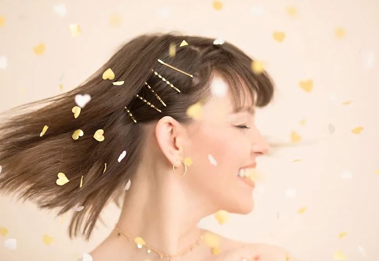 Papier Wurfkonfetti Herzen, Weiß/Gold Papier Wurfkonfetti Herzen, Weiß/Gold