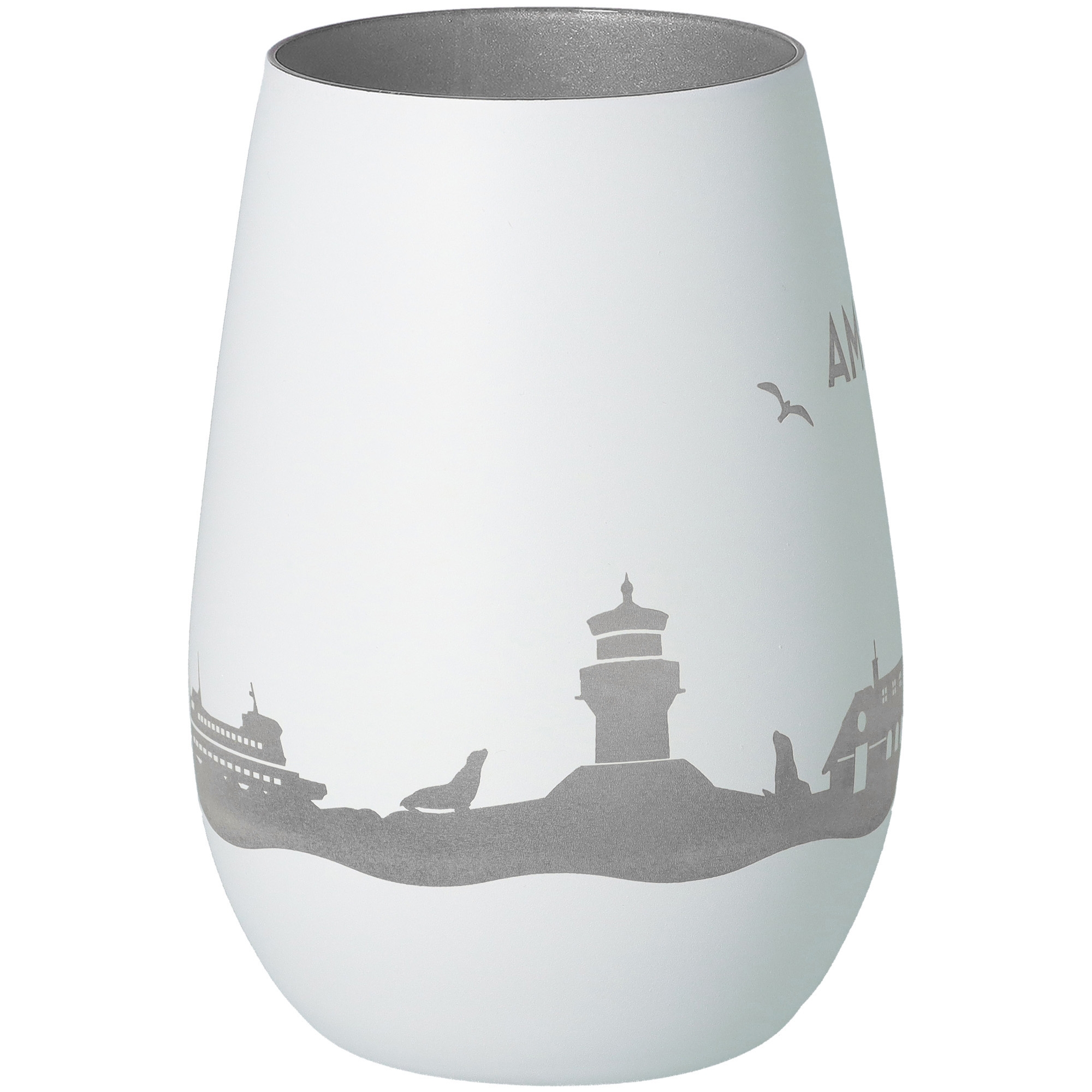 Windlicht Skyline Amrum Weiß/Silber Töpferei, Glas, Vase, Porzellan