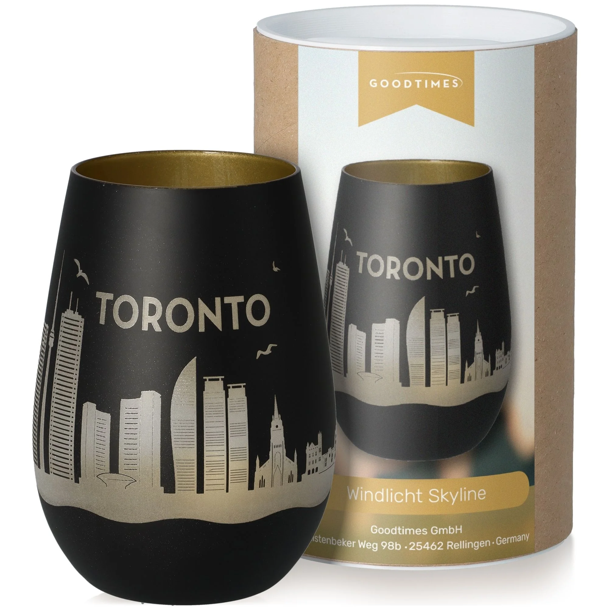 Torontos, Windlicht, Glas, Skyline, Kunststoff/Metalloptik