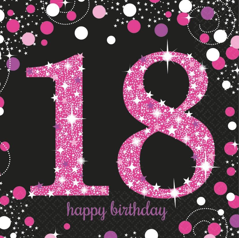 Sparkling Celebration Pink - 18. Geburtstag 16 Servietten