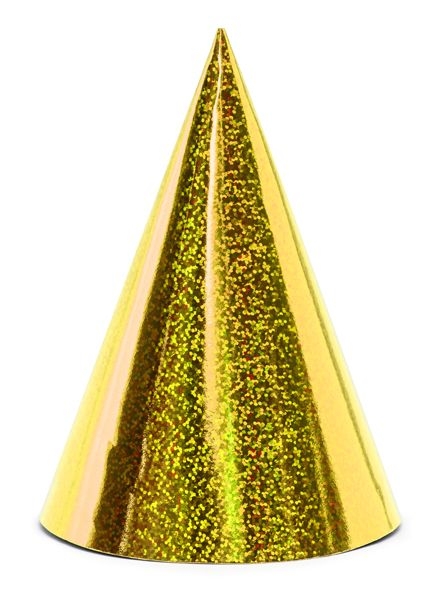 6 Partyhütchen Holographic Gold 6 Partyhütchen Holographic Gold