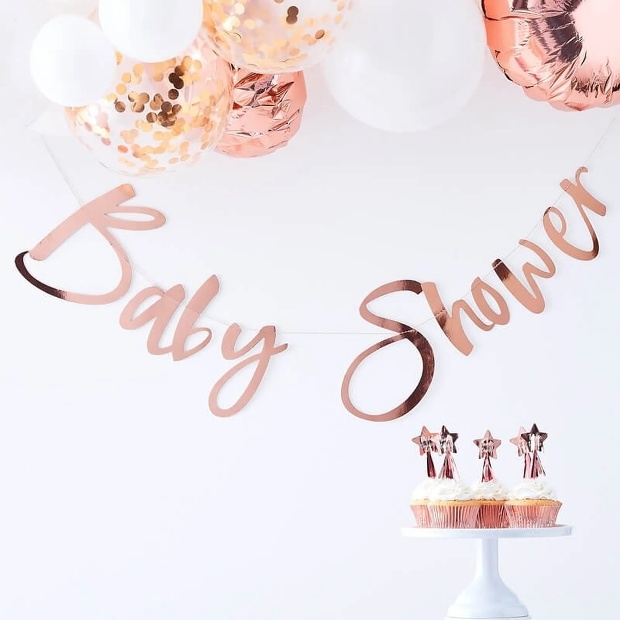 Twinkle Twinkle -Rosé Gold Baby Shower Girlande 150cm