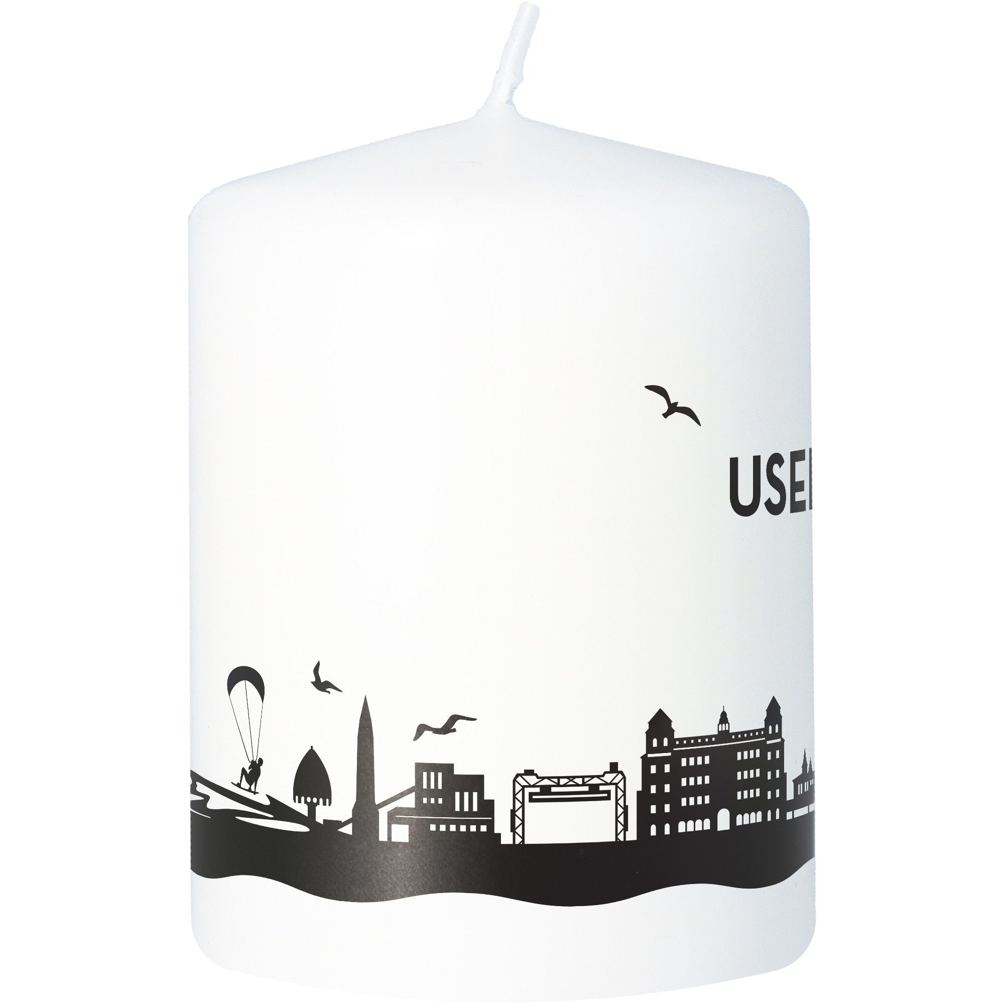 Stumpenkerze Skyline Usedom Weiß Stumpenkerze Skyline Usedom Weiß