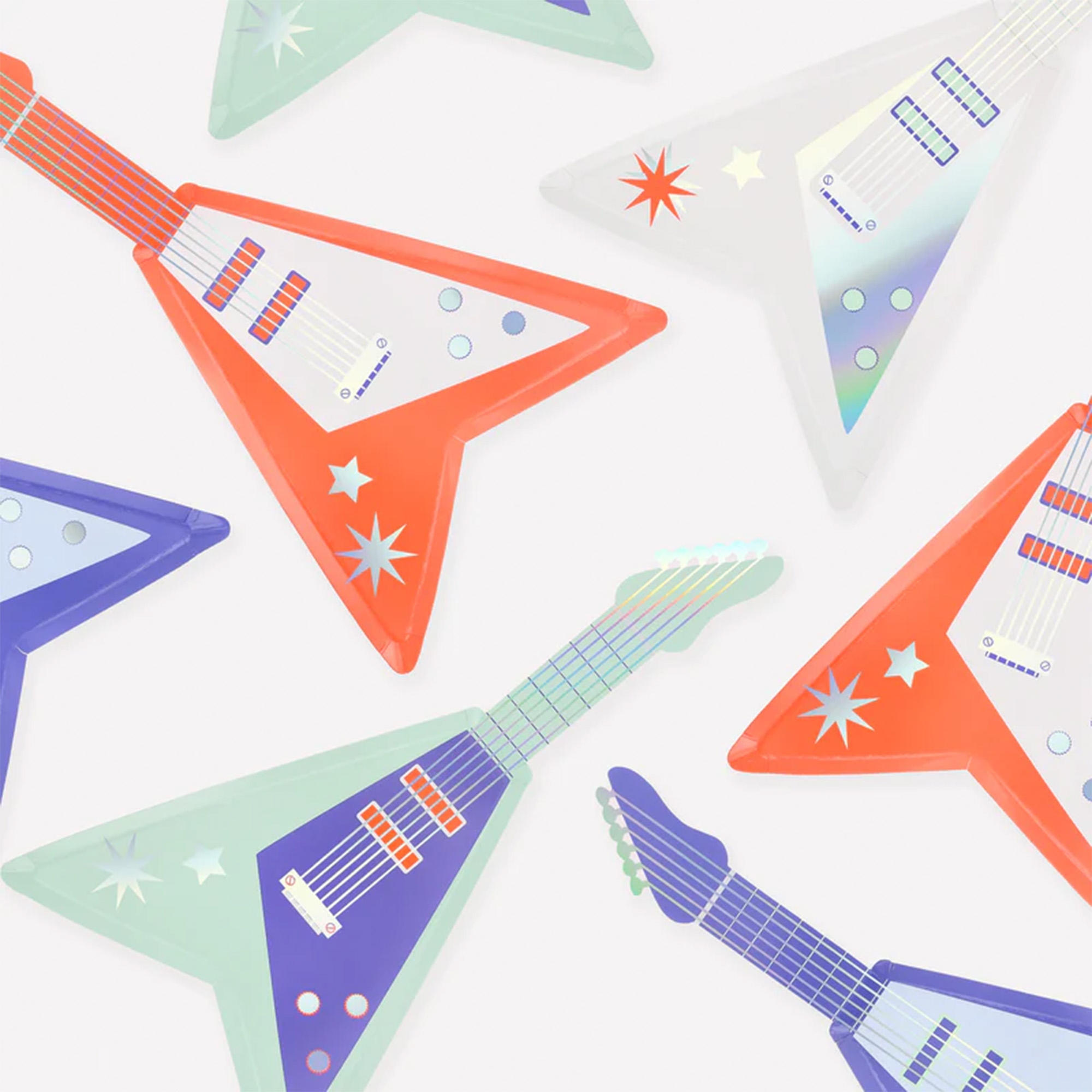 Gitarre, Shaped Guitar, Picks, Metallic color, Muster Sterne