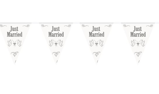 Wimpelgirlande "Just Married" mit Tauben