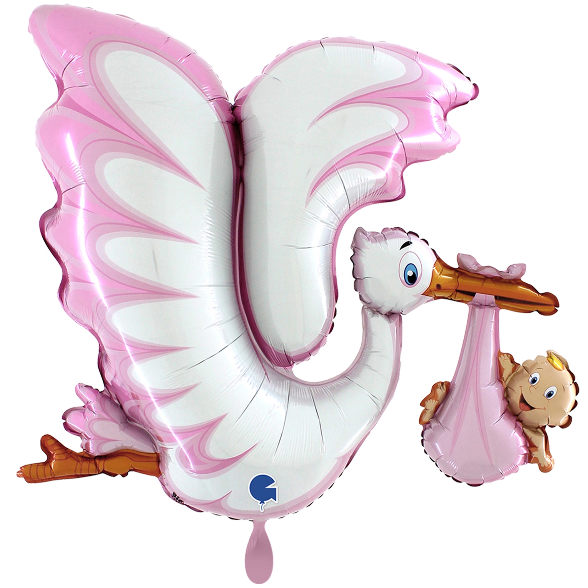 Folienballon "Rosa Storch" 114 cm Folienballon "Rosa Storch" 114 cm