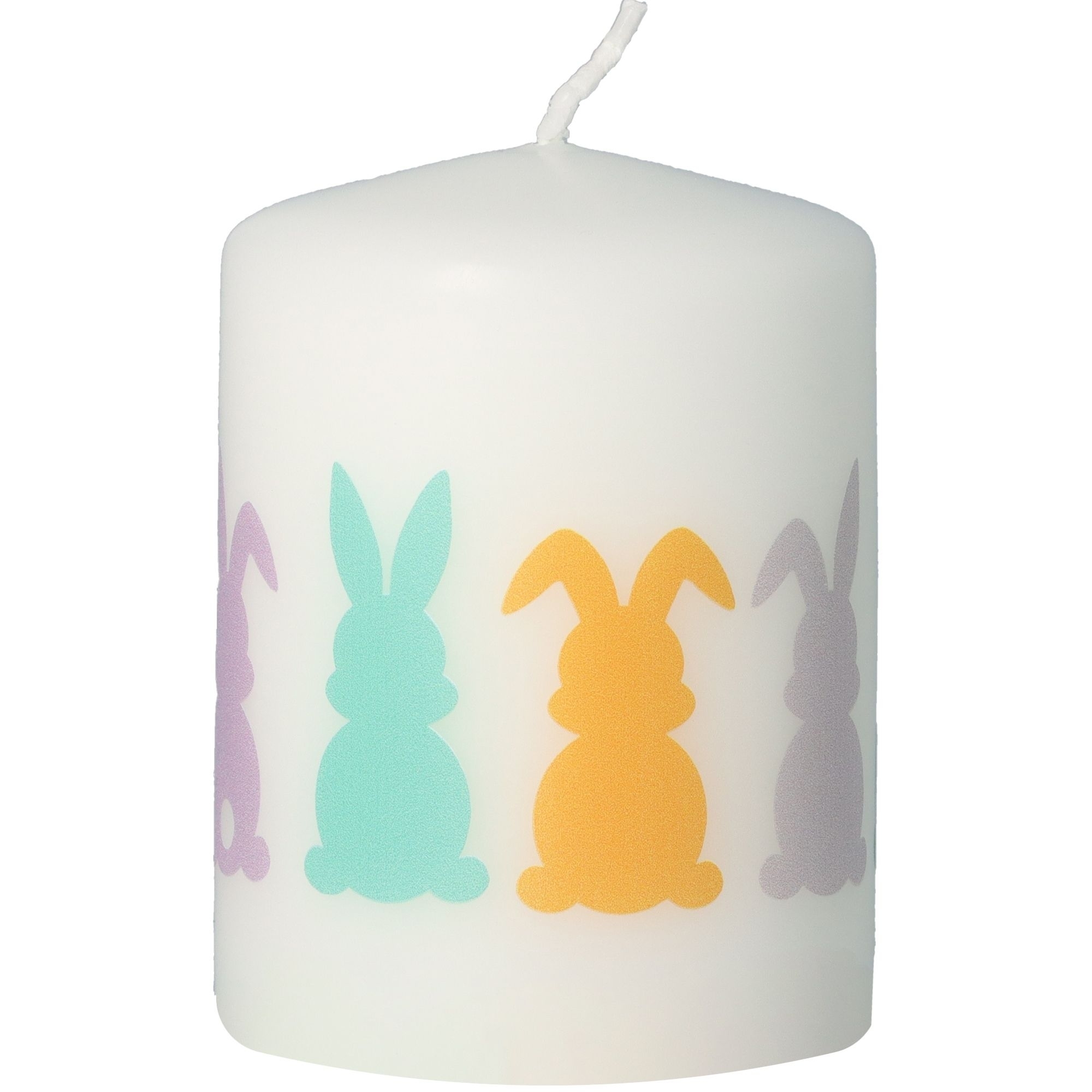 Stumpenkerze Bunt "Osterhasen" Kerze