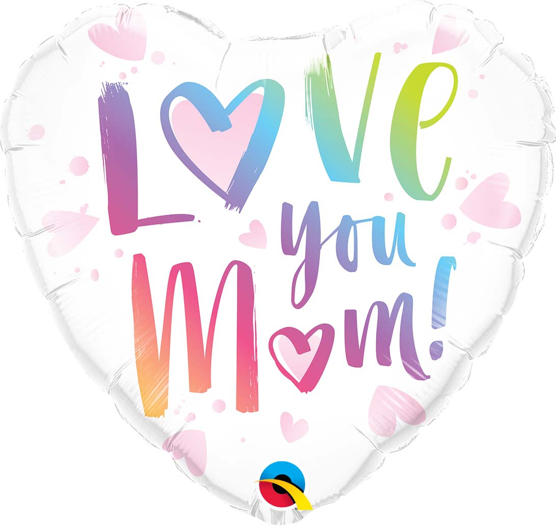 Folienballon "Love you Mom" bunt 45 cm