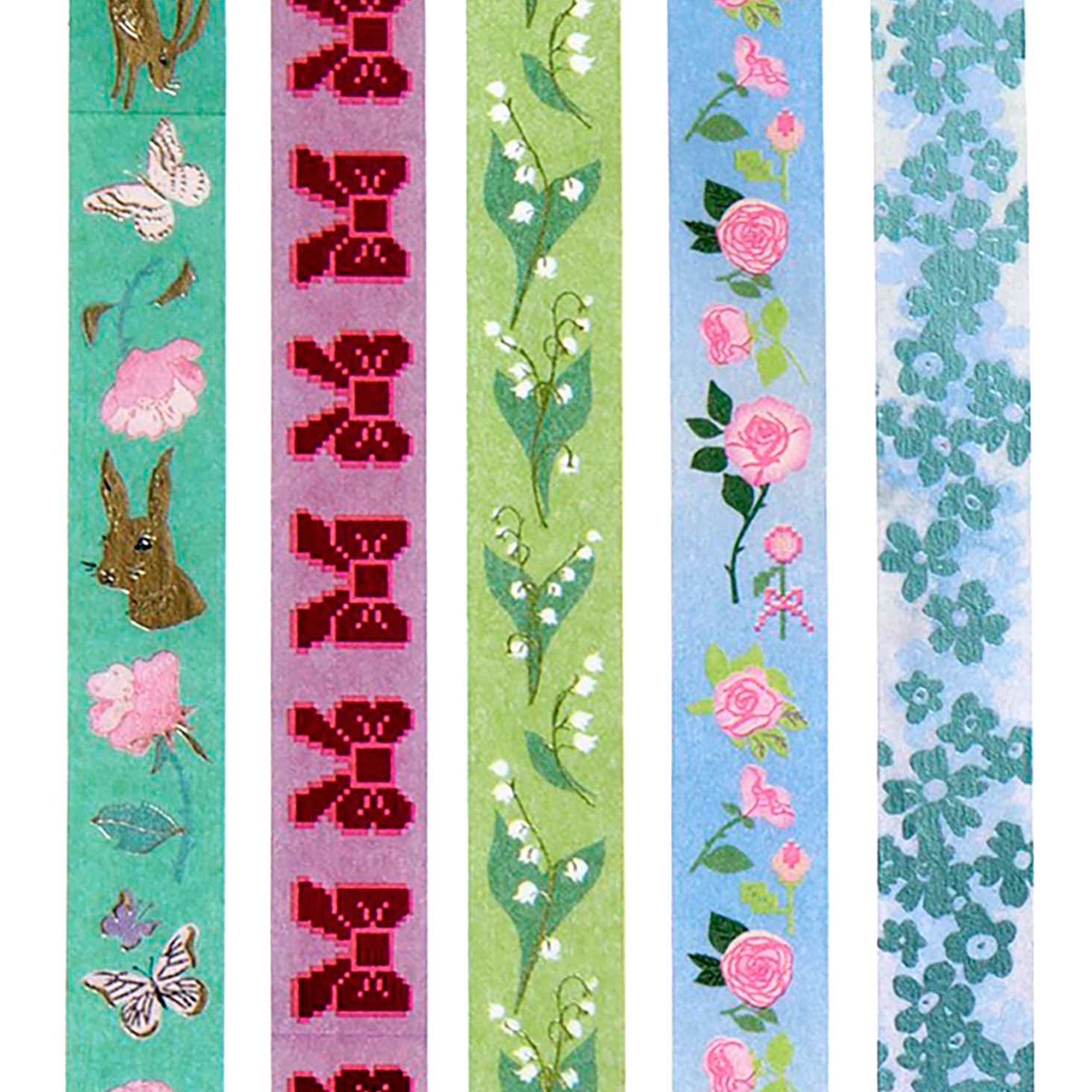 5 Tapes im Set "La Vie en Rose" Grün/Blau