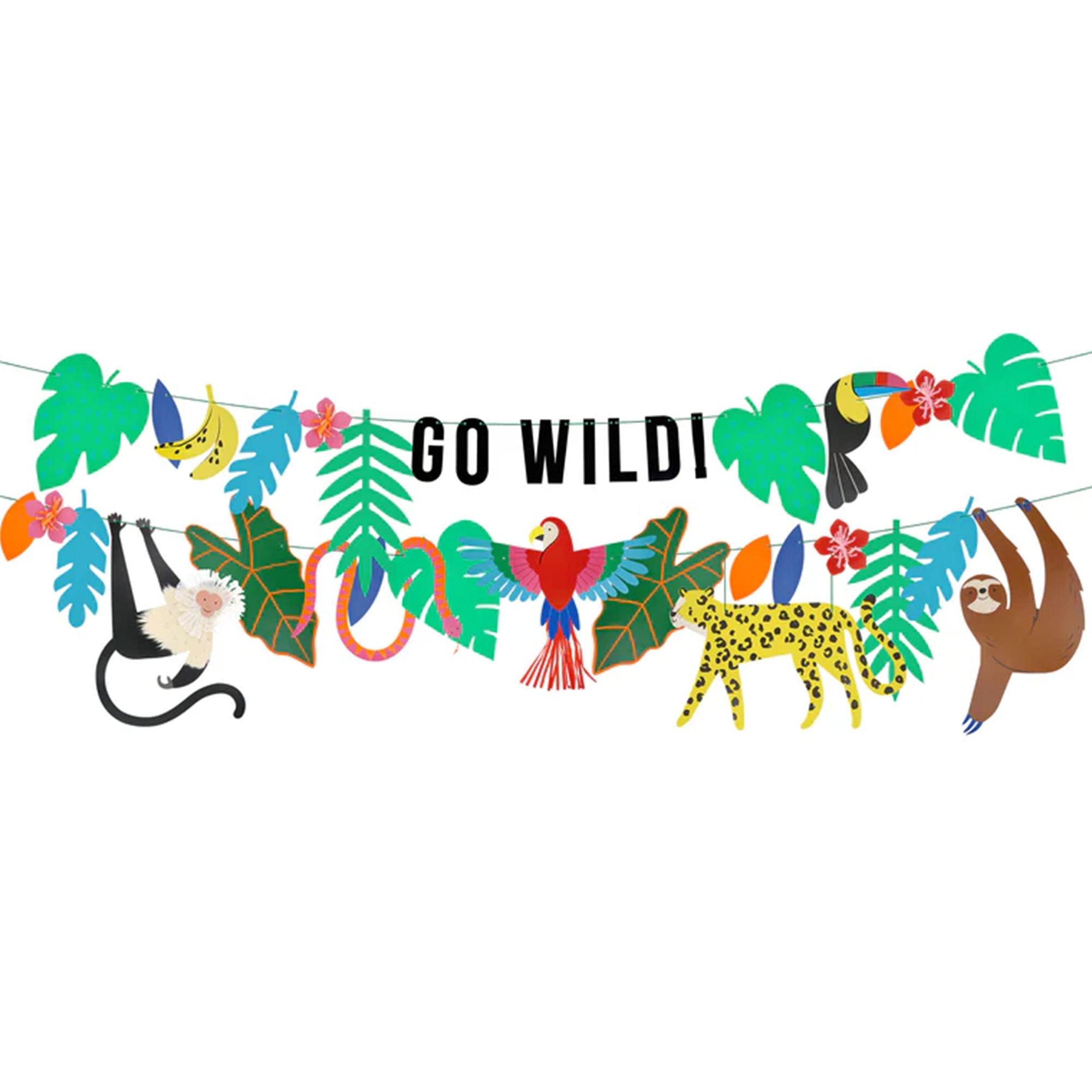 Deko-Girlande, Tiermotive, Hängedeko, Vogelmotiv, Blumen/Blatt-Design