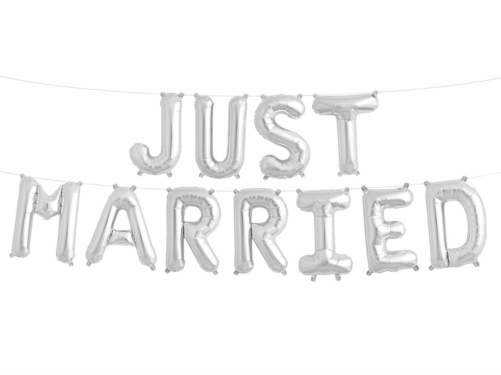 Folienballon-Girlande "JUST MARRIED" Silber