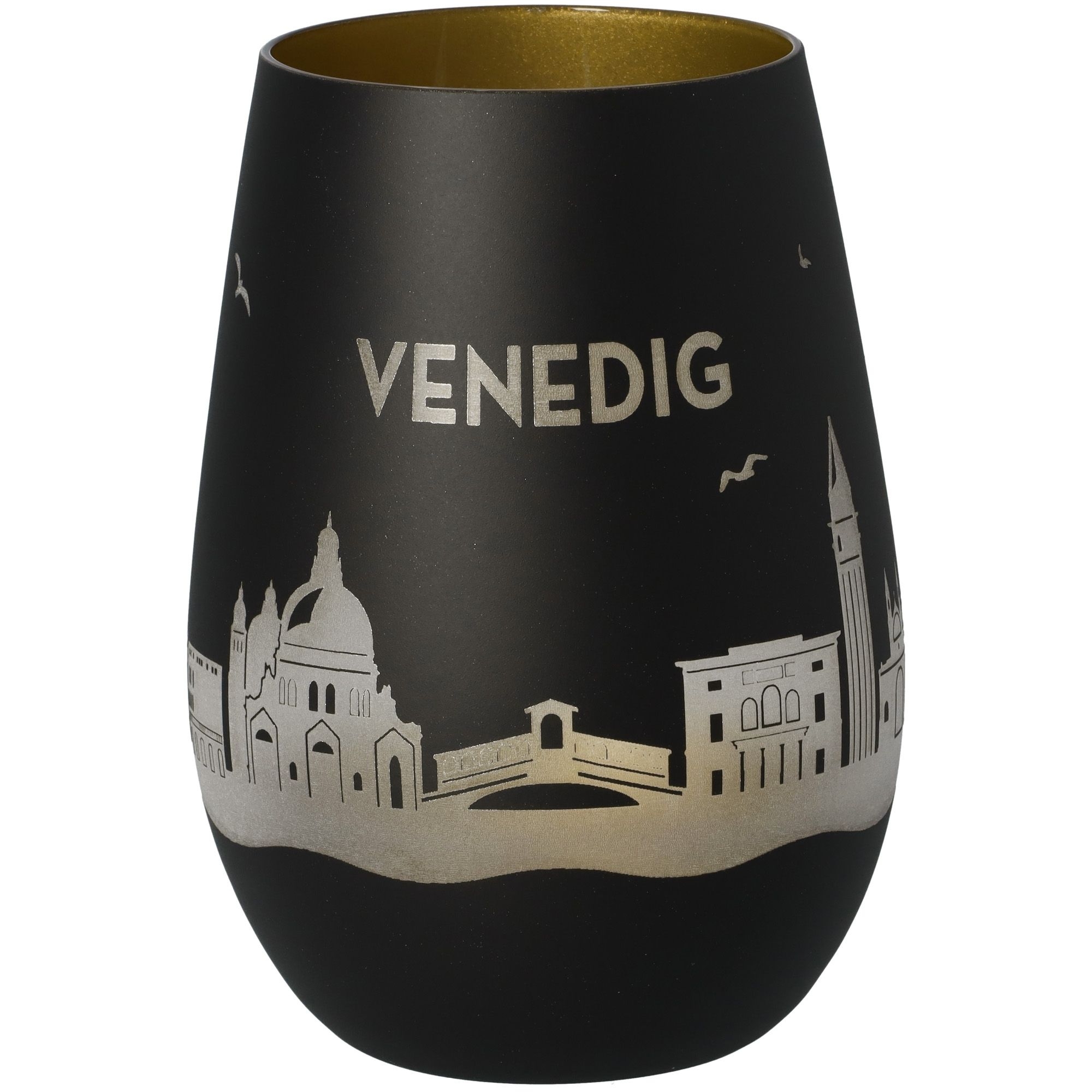 Windlicht Skyline Venedig Schwarz/Gold Krug, Töpferei, Vase