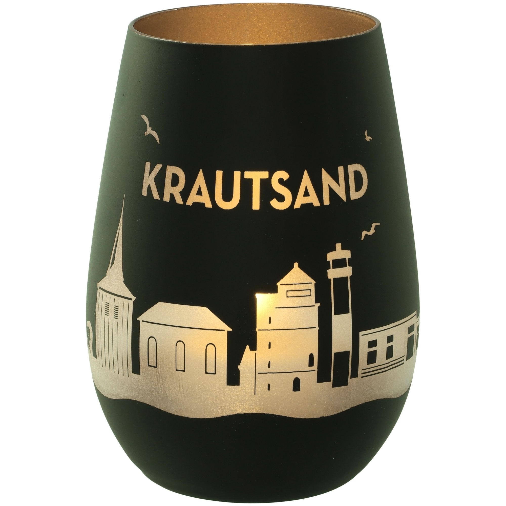 Windlicht Skyline Krautsand Schwarz/Silber