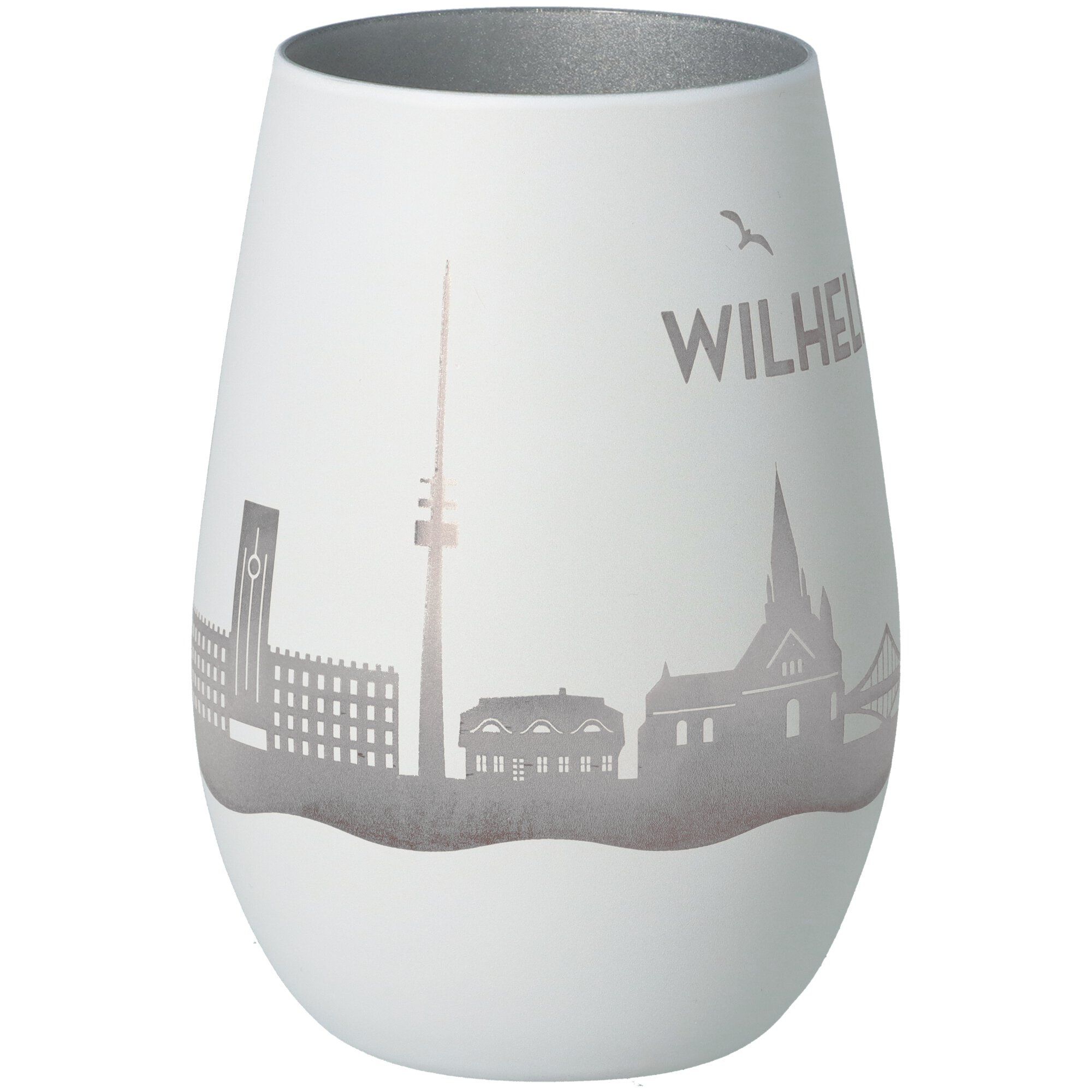 Windlicht Skyline Wilhelmshaven Weiß/Silber Windlicht Skyline Wilhelmshaven Weiß/Silber