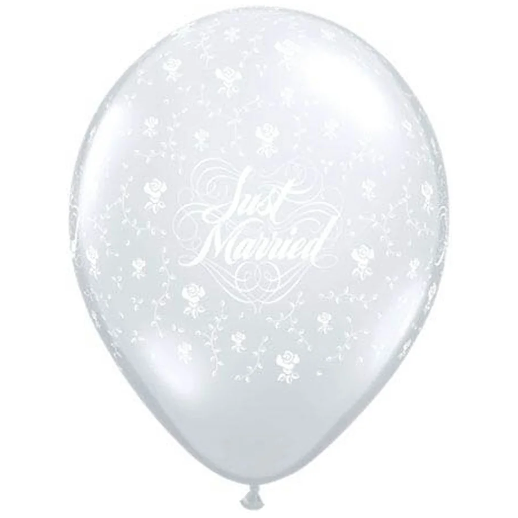 Ballon, Luftballon, Weiß, Blumenmuster, Just Married