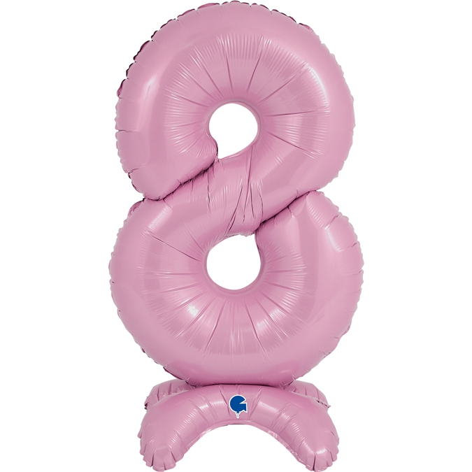 Folienballon Zahl 8 Pastell Rosa, 65cm