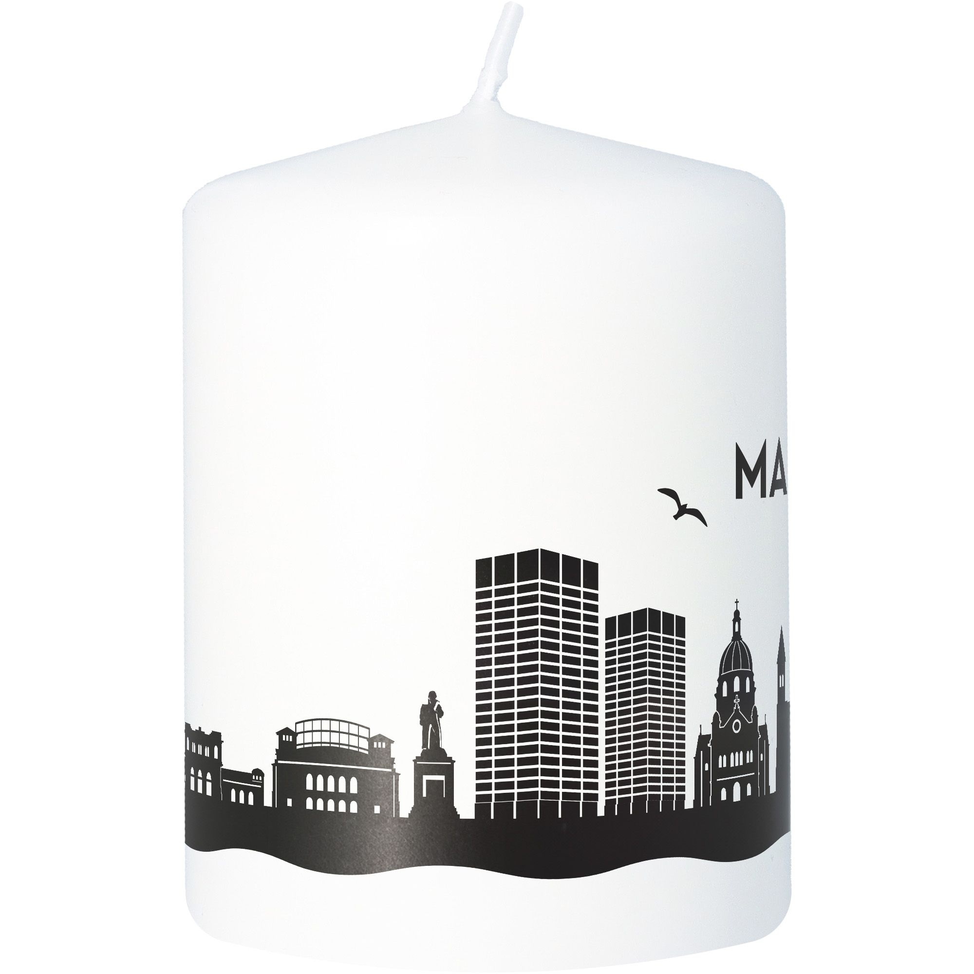 Stumpenkerze Skyline Mainz Weiß Stumpenkerze Skyline Mainz Weiß