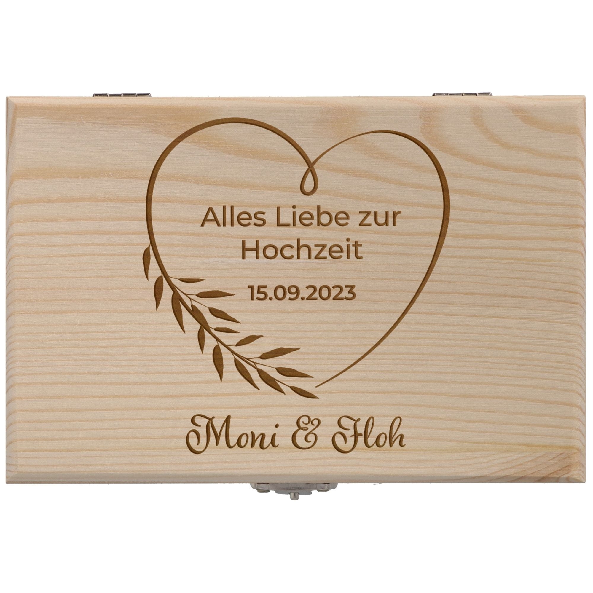 Geschenkbox Alles Liebe zur Hochzeit mit "Name & Datum" Kiste
