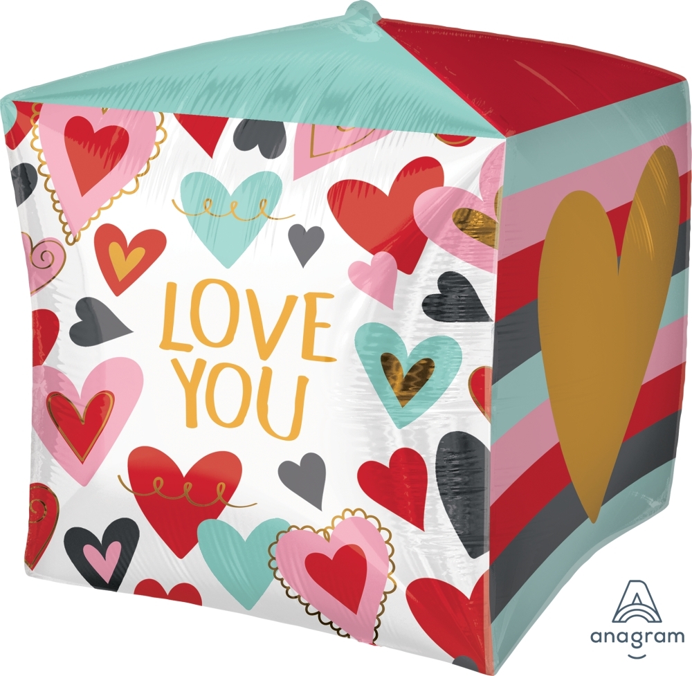 Folienballon Würfel Trendy Liebe 38x38cm Folienballon Würfel Trendy Liebe 38x38cm