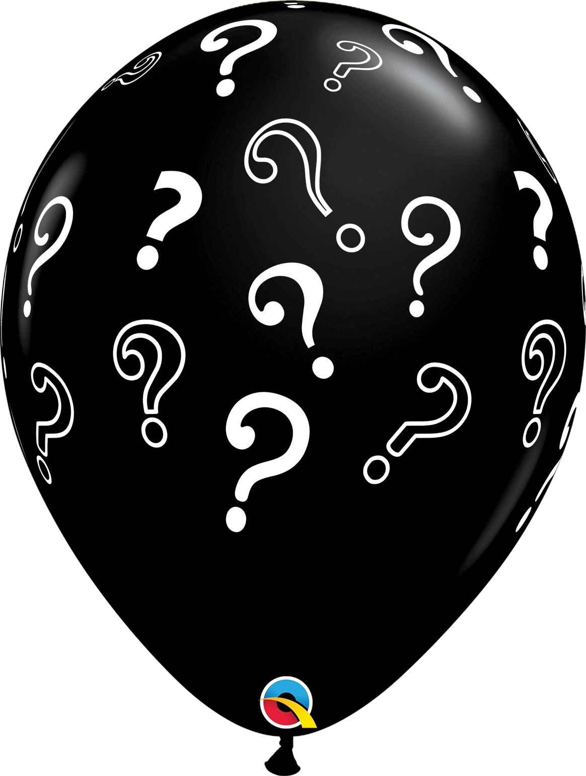 Qualatex Latexballon Gender Reveal Schwarz mit Fragezeichen (Question Marks) Ø 40cm