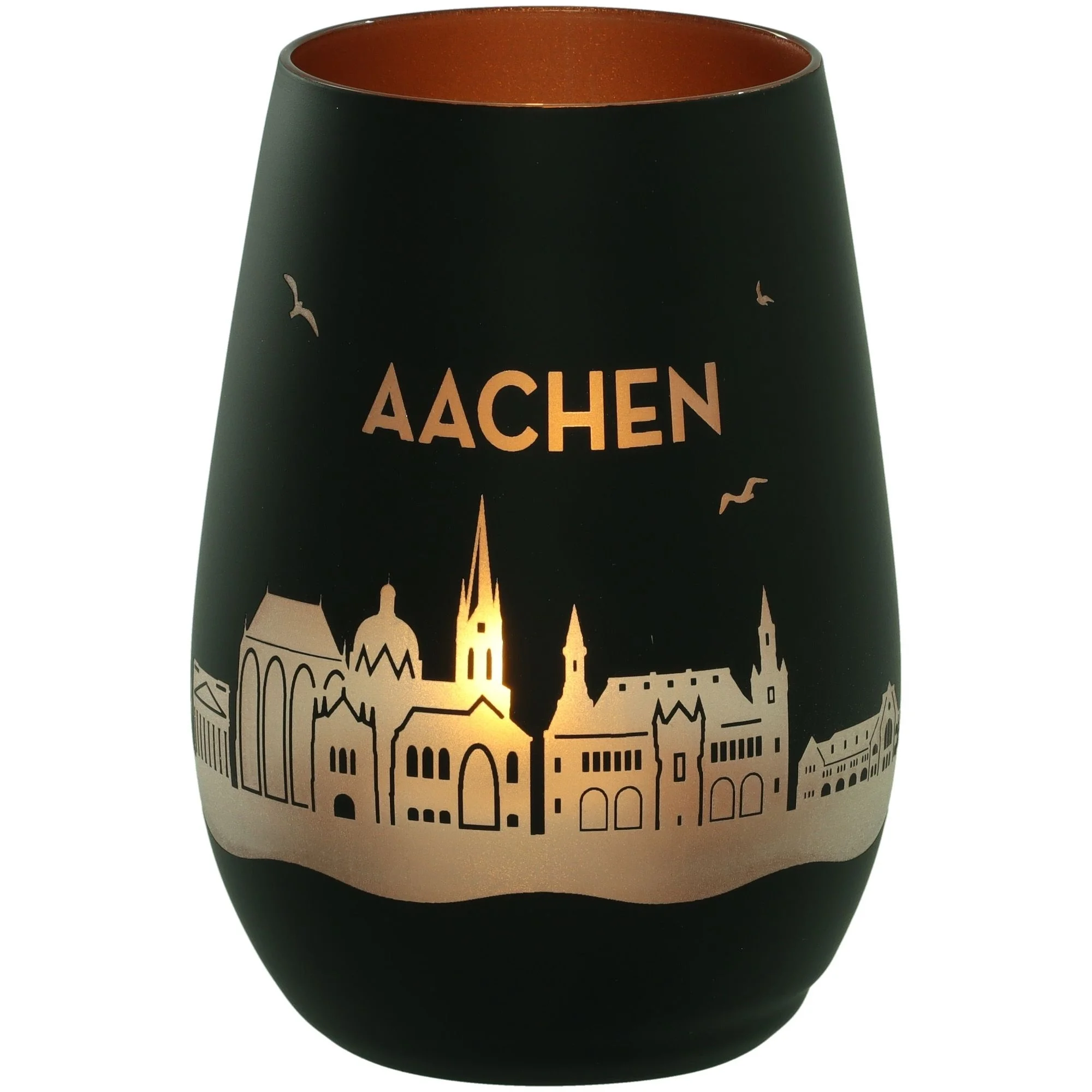 Glas, Becher, Aachen, Stadtansicht, Kupferfarbe