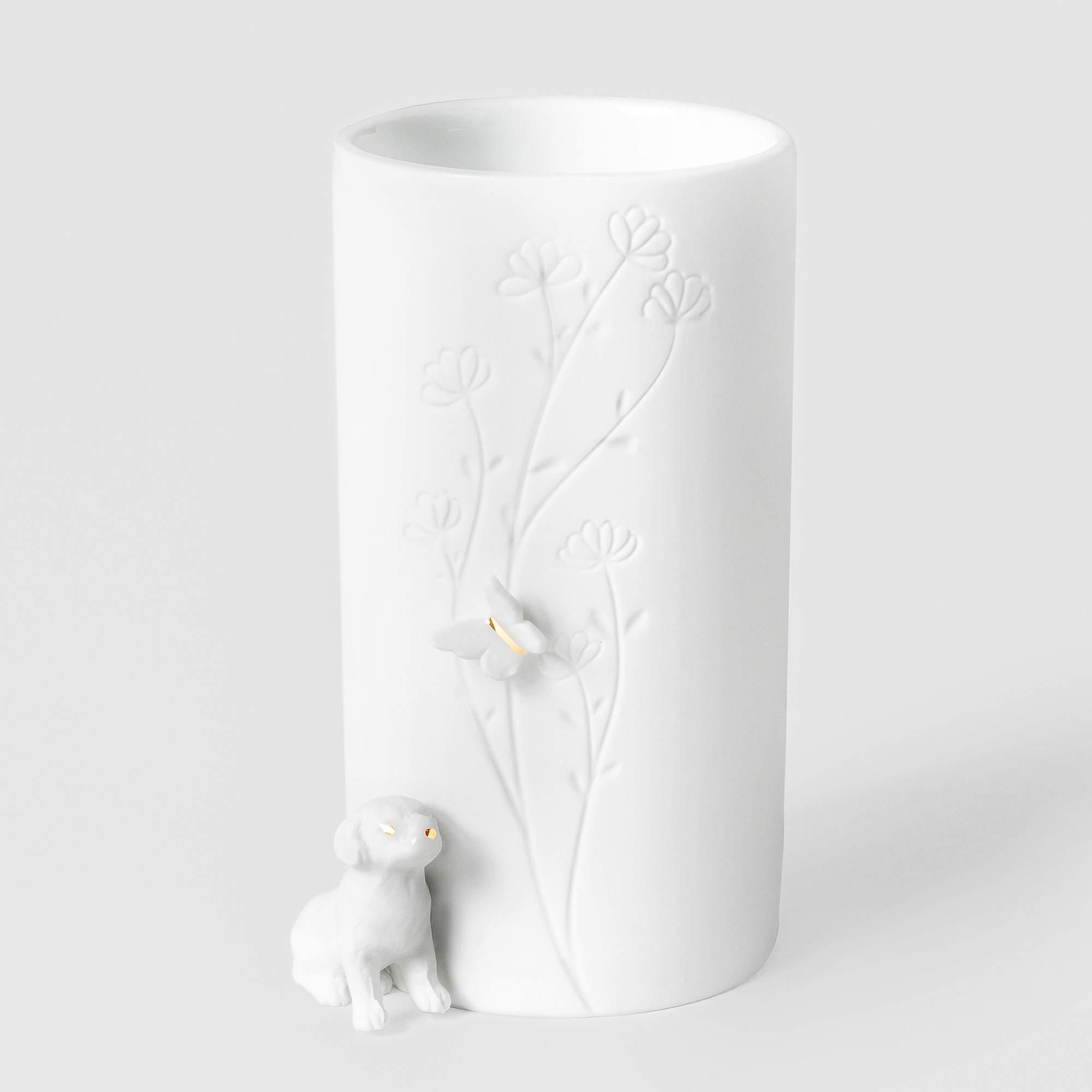 Räder Design - Vase "Hund sitzend" Töpferei, Krug, Vase, Porzellan, Zylinder