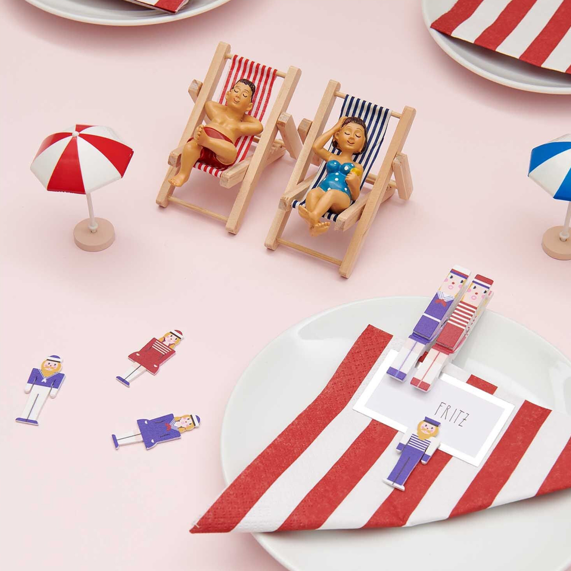 Deko Sonnenschirm, Blau/Weiß aus Holz, 7 x 10 cm Deko Sonnenschirm, Blau/Weiß aus Holz, 7 x 10 cm