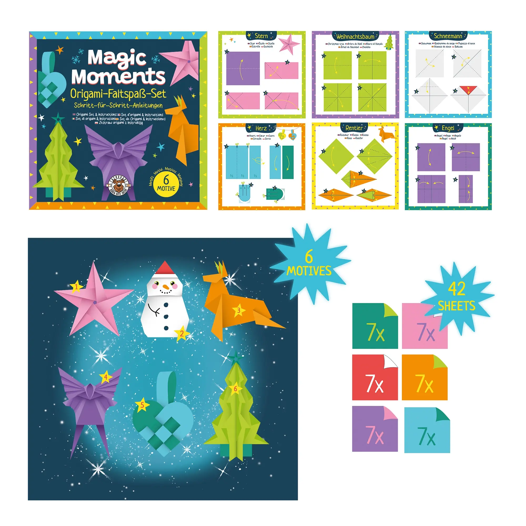 Origami-Faltspaß-Set, 42 Blätter