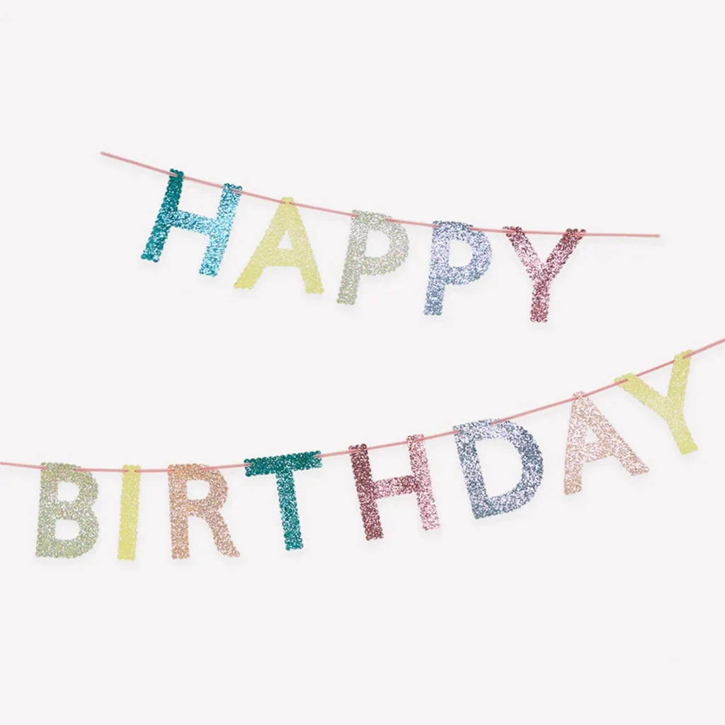 Meri Meri - Girlande Glitzer "Happy Birthday" 2 m