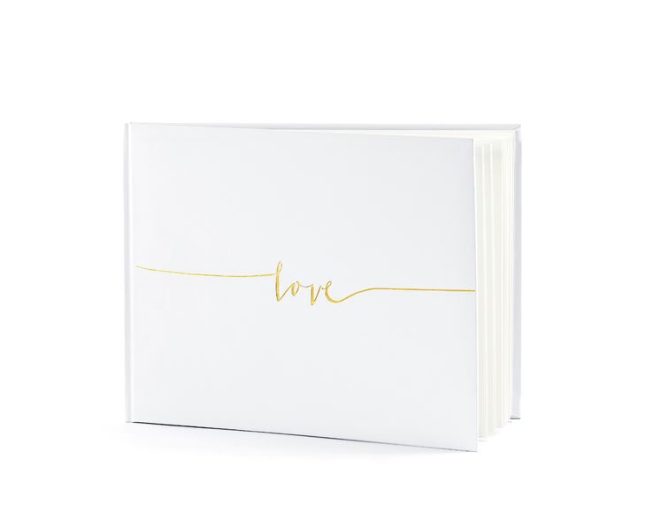 Gästebuch "Love", Weiß/Gold